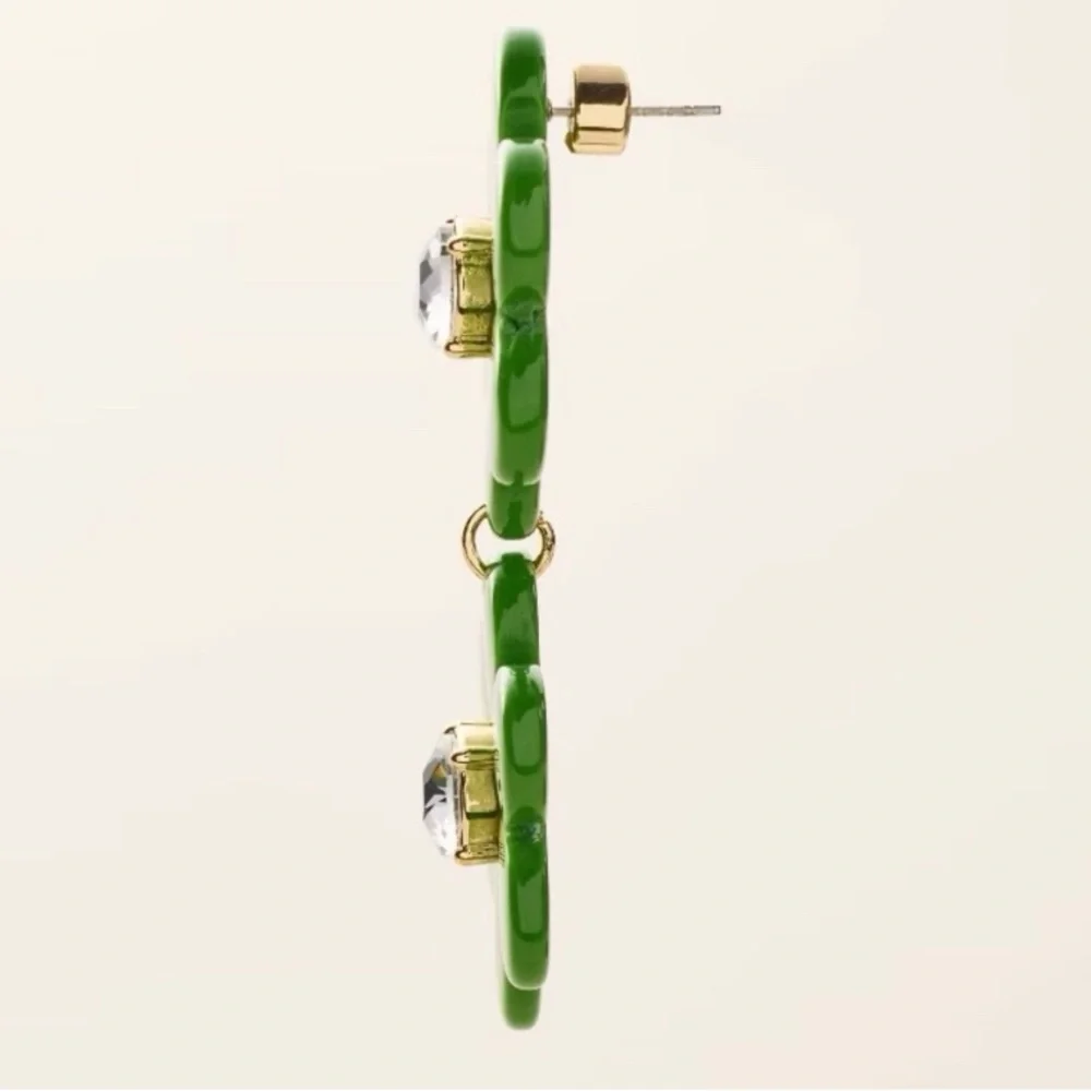 kate spade Green Floral Earrings with Crystal Centers - Picture 2 of 3